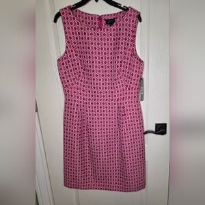 NWT Tahari Pink Sheath Midi Dress Sleeveless Crew Neck size 10